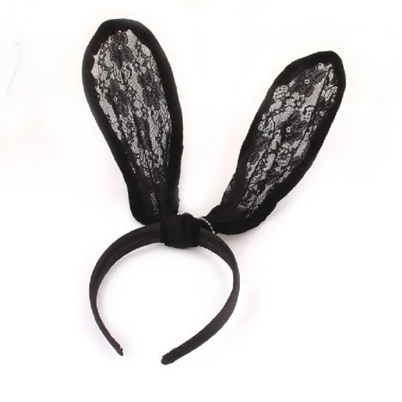 Black Lace Rabbit Ears Headband ( 6023 ) sold by Oh My Jewelry