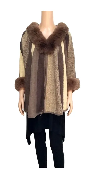 KHAKI MULTI COLOR PONCHO ( 0039 ) made by Oh My Jewelry