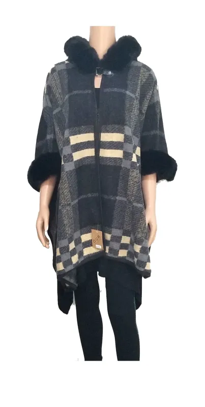 BLACK MULTI COLOR PONCHO ( 0040 ) made by Oh My Jewelry