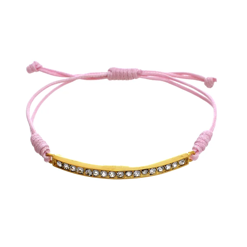PINK ADJUSTABLE BRACELET CLEAR STONES ( 81715 LROG ) sold by Oh My Jewelry