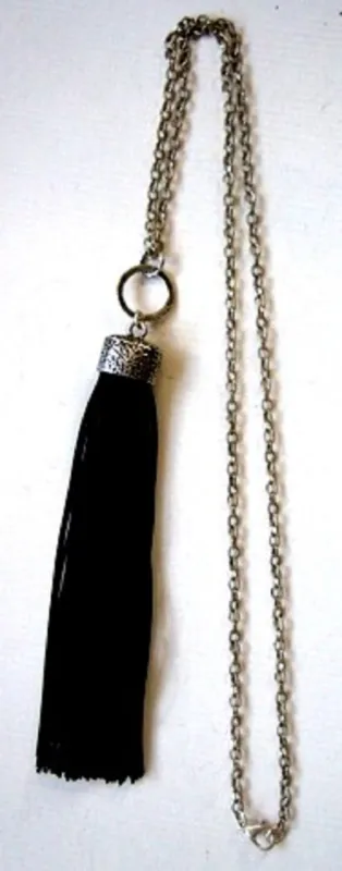 SILVER NECKLACE BLACK TASSEL ( 261 2 ) sold by Oh My Jewelry