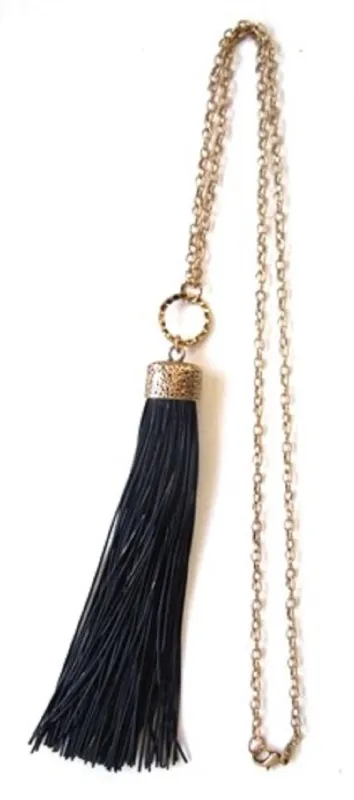 GOLD NECKLACE BLACK TASSEL ( 261 1 ) sold by Oh My Jewelry