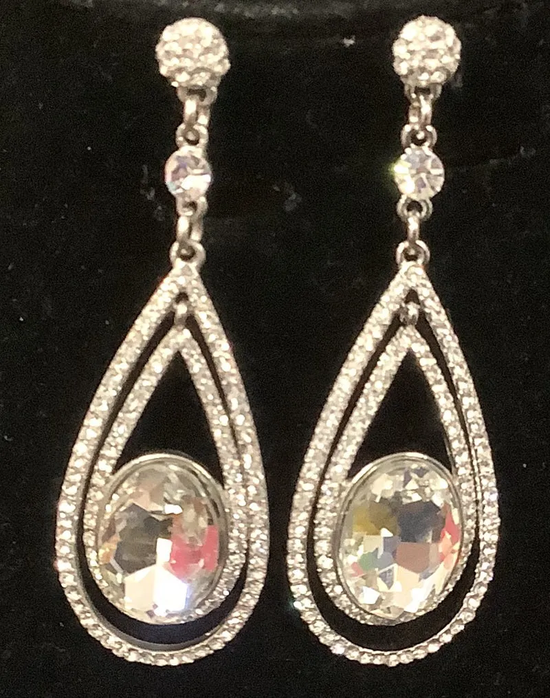 SILVER EARRINGS CLEAR STONES ( 0841 AT ) sold by Oh My Jewelry