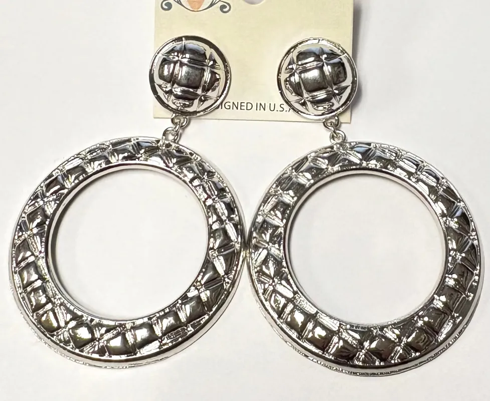 SILVER EARRINGS LARGE HOOP ( 0225 RD ) made by Oh My Jewelry