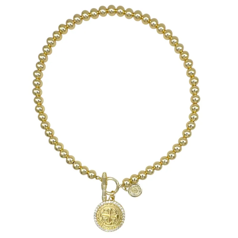 14K GOLD PLATED NECKLACE CLEAR CZ STONES ( 1577 G ) made by Oh My Jewelry