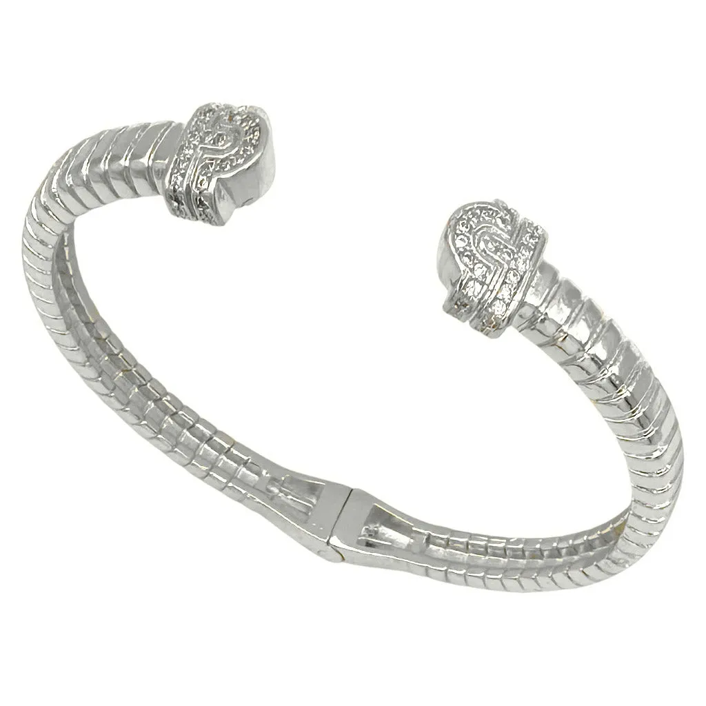 SILVER CUFF BANGLE CLEAR CZ STONES ( 1576 BX ) sold by Oh My Jewelry