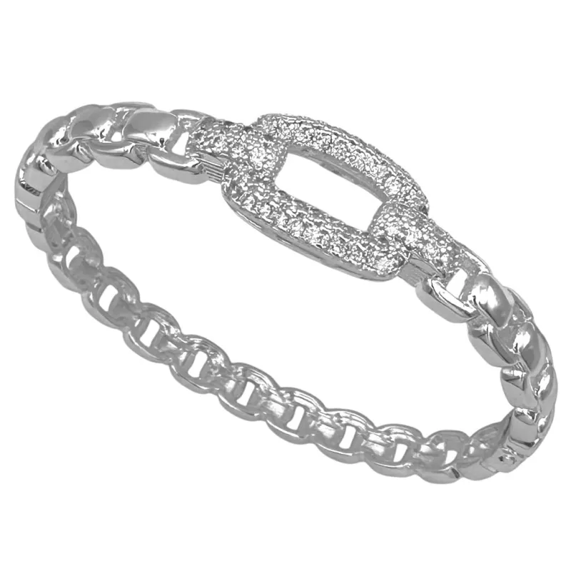 SILVER BANGLE CLEAR STONES ( 1536 BX ) sold by Oh My Jewelry