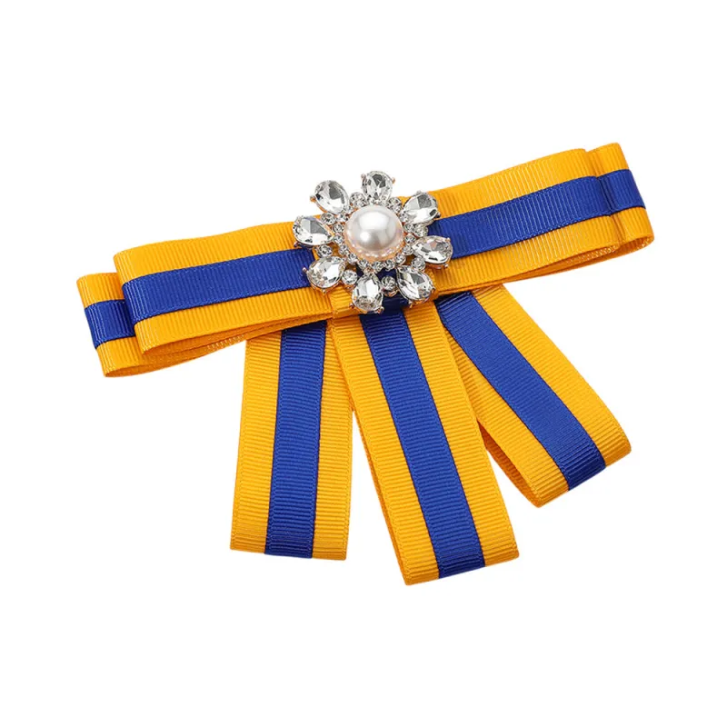 LARGE BLUE YELLOW RIBBON BROOCH ( 1077 YEL ) made by Oh My Jewelry