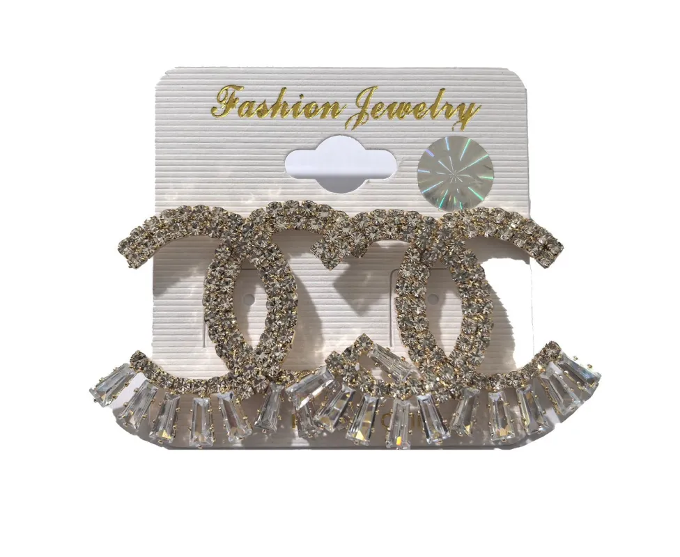 GOLD EARRINGS CLEAR STONES ( 0004 2C ) made by Oh My Jewelry