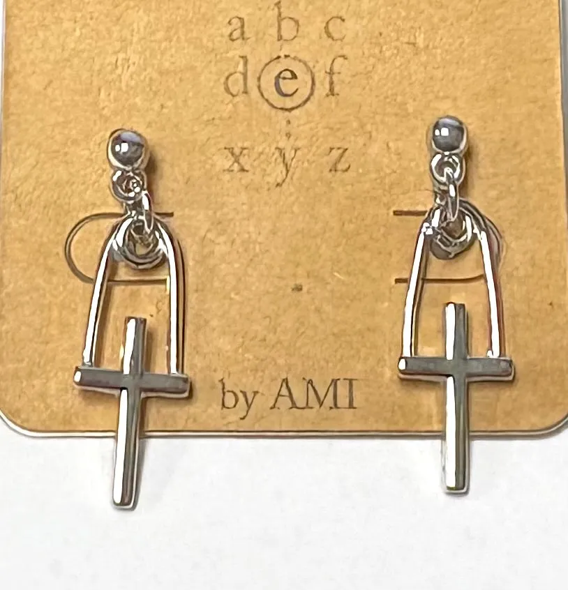 SILVER CROSS EARRINGS ( 109 RH ) sold by Oh My Jewelry