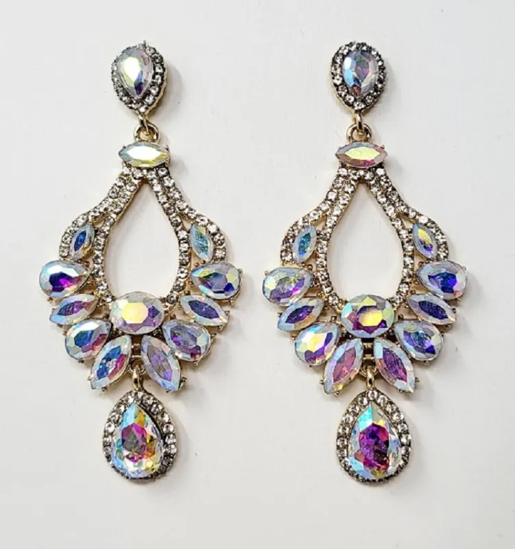 GOLD EARRINGS CLEAR AB STONES ( 10210 GAB ) sold by Oh My Jewelry