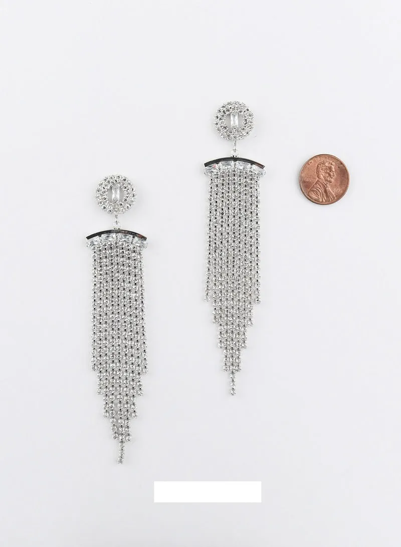 SILVER EARRINGS CLEAR CZ CUBIC ZIRCONIA STONES ( 7063 S ) sold by Oh My Jewelry