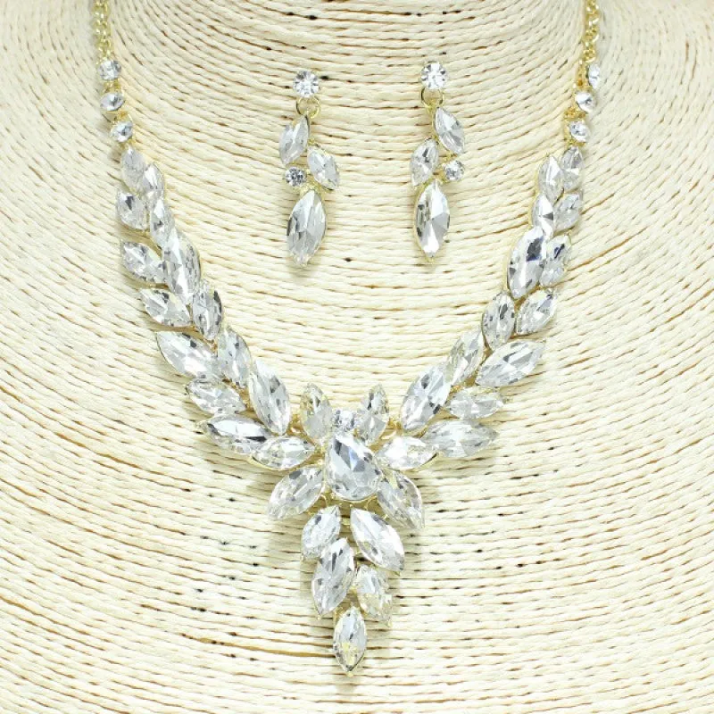 GOLD NECKLACE SET CLEAR STONES ( 0370 ) sold by Oh My Jewelry