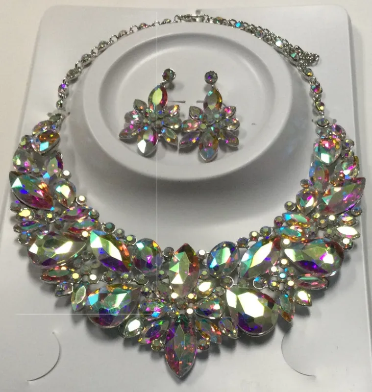 SILVER NECKLACE SET AB STONE(SAB) sold by Oh My Jewelry