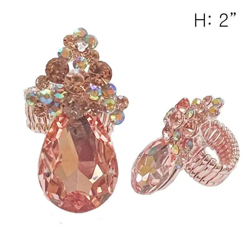 ROSE GOLD STRETCH RING PEACH STONES ( 192 RGPH ) sold by Oh My Jewelry