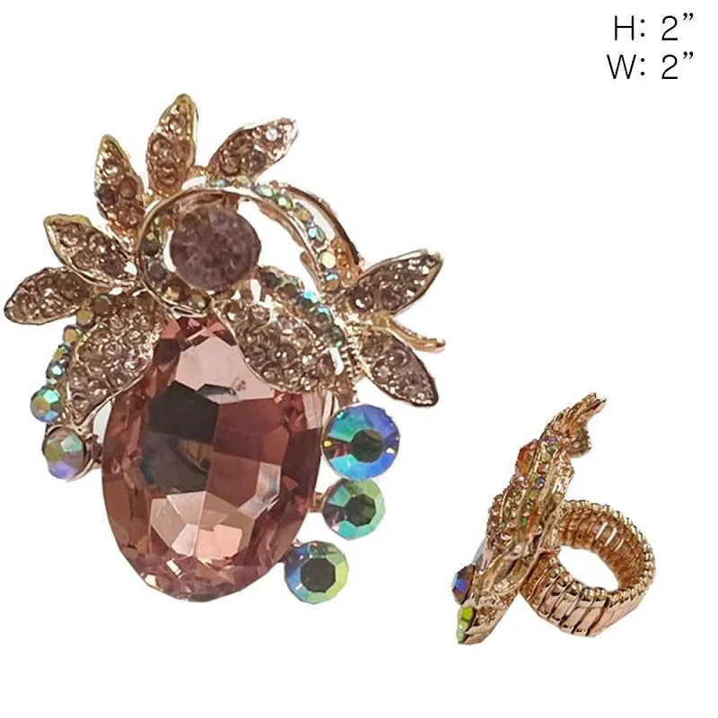 GOLD STRETCH RING PEACH STONES ( 47 GPH ) sold by Oh My Jewelry