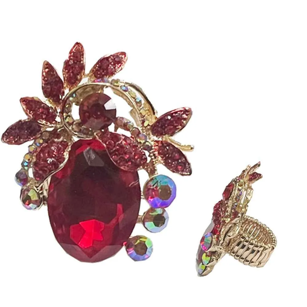 GOLD STRETCH RING RED STONES ( 47 GRD ) sold by Oh My Jewelry