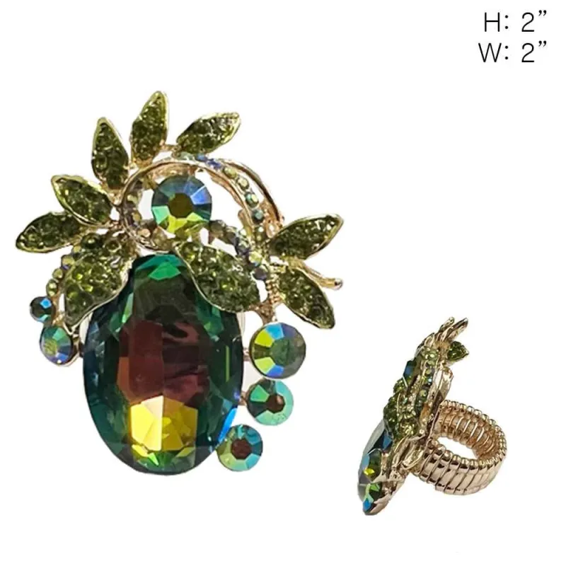 GOLD STRETCH RING VITRAIL OIL SPILL STONES ( 47 GRB ) sold by Oh My Jewelry