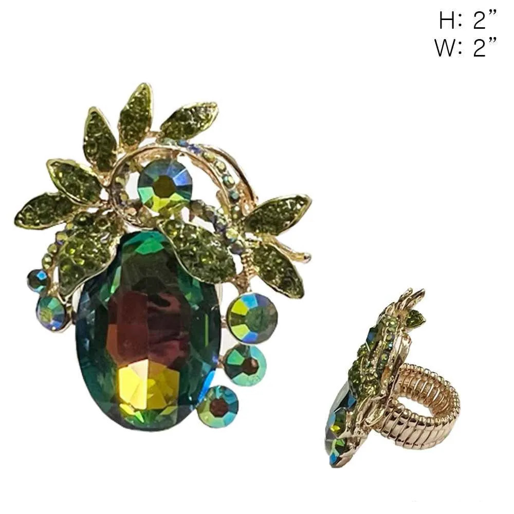 GOLD STRETCH RING VITRAIL OIL SPILL STONES ( 47 GRB ) sold by Oh My Jewelry