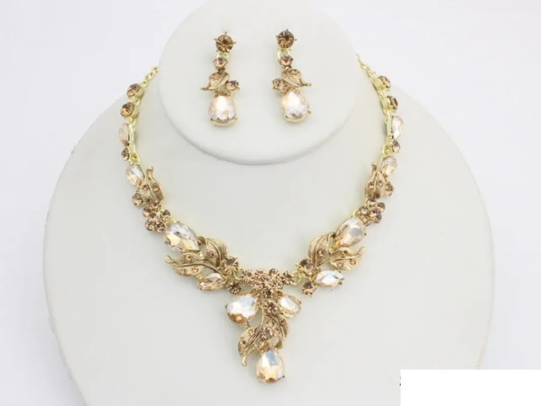 GOLD TOPAZ NECKLACE SET ( 20998 GLSA ) made by Oh My Jewelry