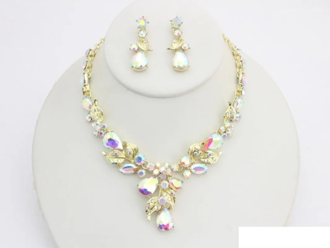 GOLD AB NECKLACE SET ( 20998 GAB ) sold by Oh My Jewelry