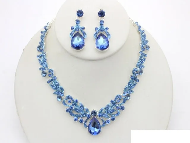 SILVER BLUE NECKLACE SET ( 20995 SLSAP ) sold by Oh My Jewelry