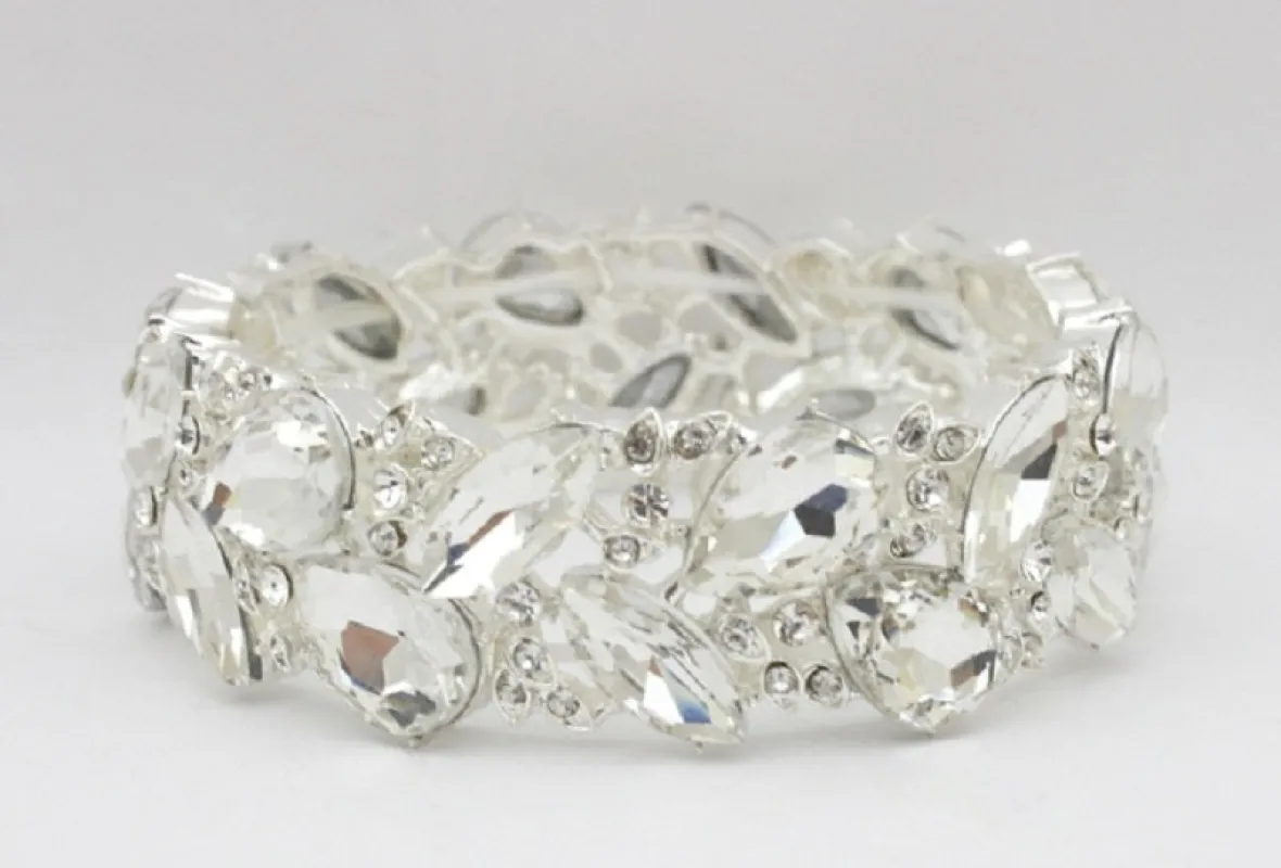 SILVER CLEAR STONE STRETCH BRACELET ( 8930 SCRY ) sold by Oh My Jewelry
