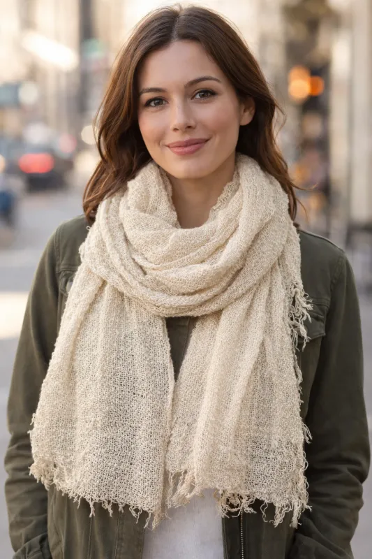 WHITE SCARF ( 8886 WH ) made by Oh My Jewelry