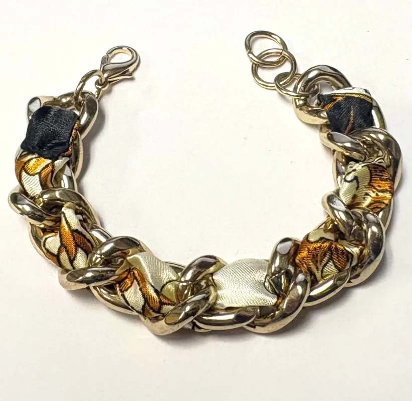 GOLD CHAIN BRACELET WHITE ( 2857 GDBLKMLT ) sold by Oh My Jewelry