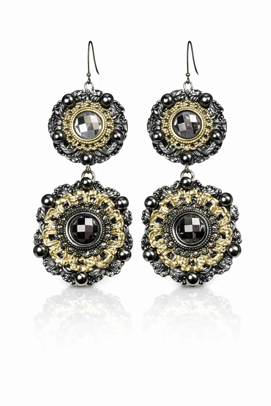 HEMATITE DANGLING EARRINGS ( 1044 HEGDCRY ) sold by Oh My Jewelry