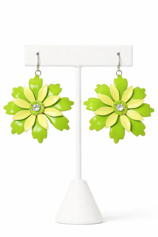 GREEN FLOWER EARRINGS ( 427 RHGR ) sold by Oh My Jewelry