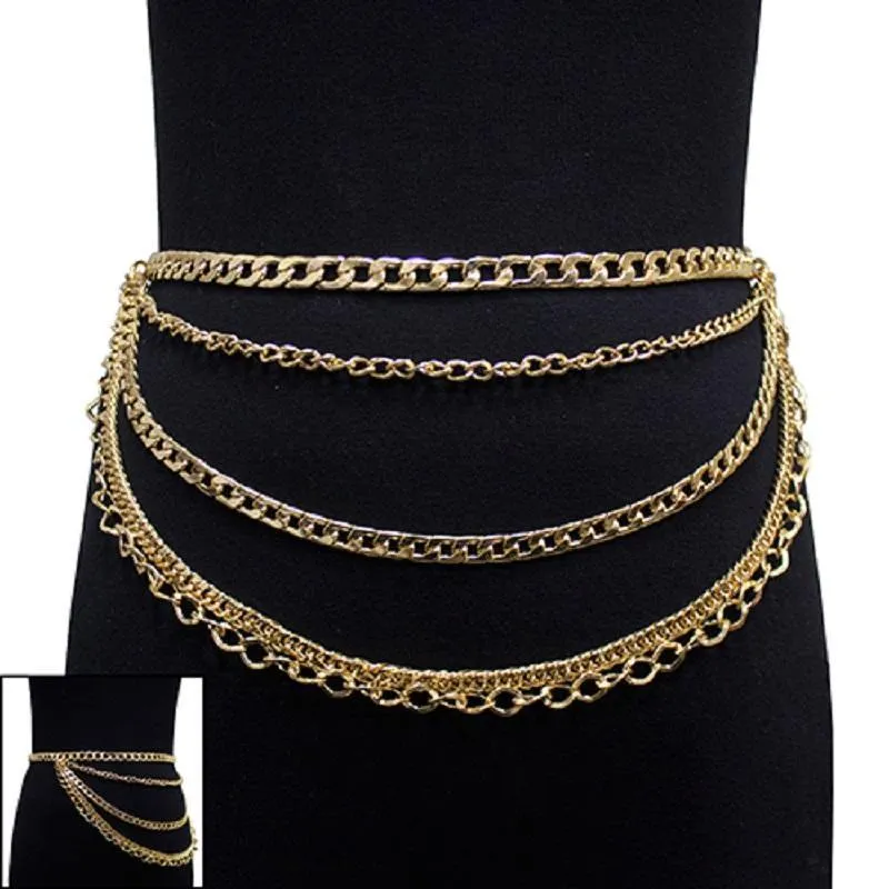 GOLD CHAIN LAYERED BELT ( 2198 GD ) made by Oh My Jewelry