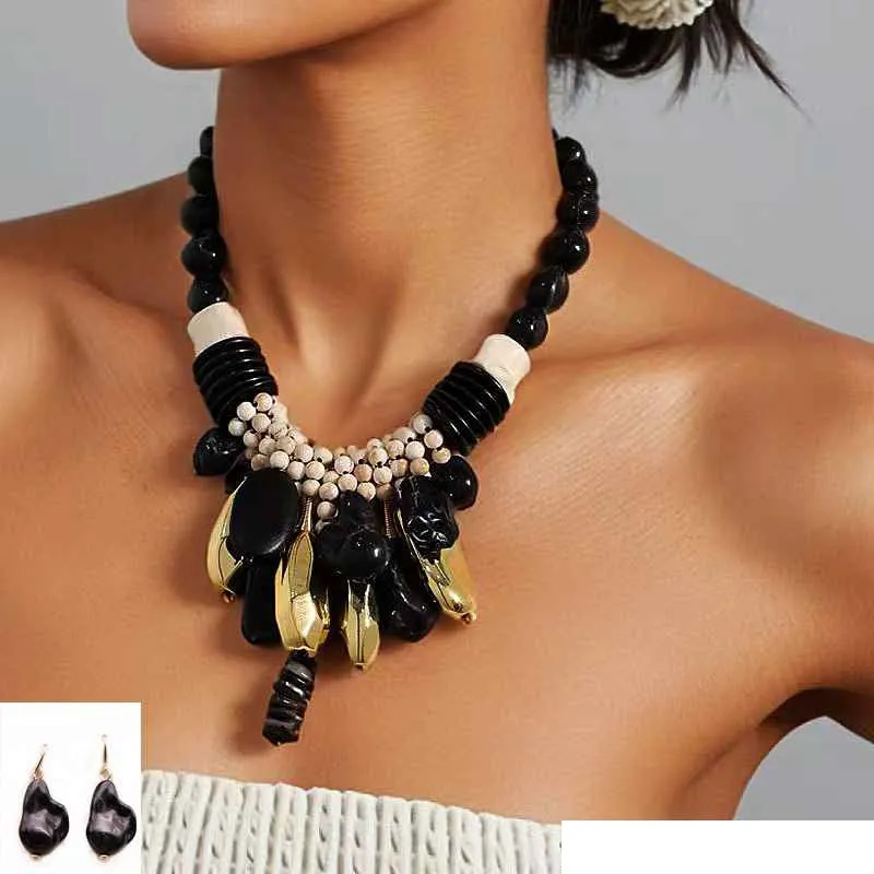 BLACK STONE NECKLACE SET ( 1558 BK ) sold by Oh My Jewelry