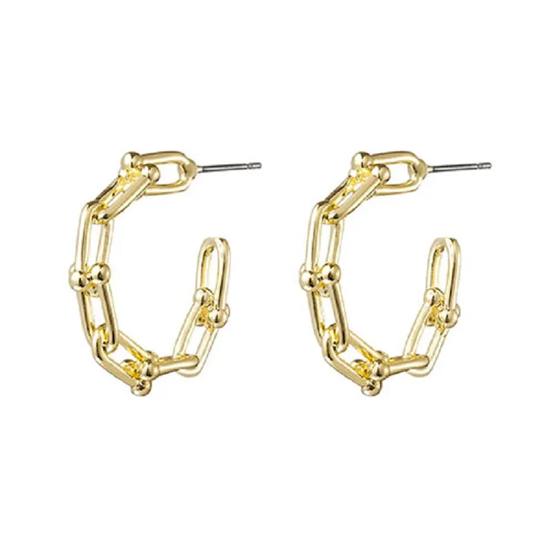 .8" GOLD HORSE BIT HOOP EARRINGS ( 8777 G ) made by Oh My Jewelry