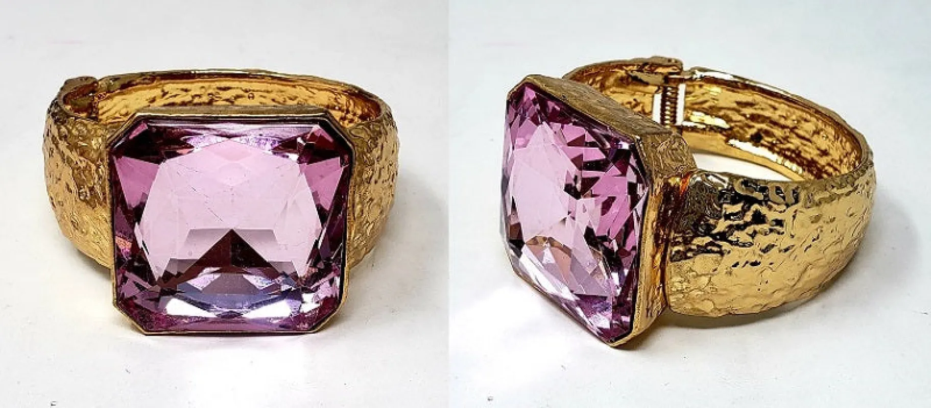 GOLD METAL BANGLE PINK STONE ( 10012 GPK ) made by Oh My Jewelry