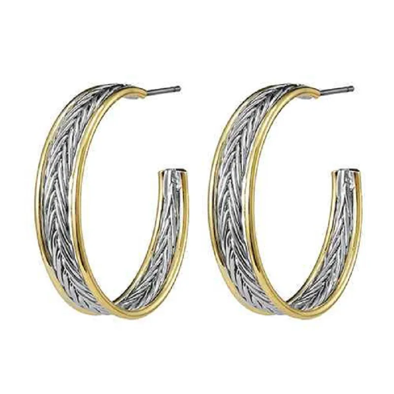 SILVER GOLD HOOP EARRINGS ( 9235 TT ) made by Oh My Jewelry
