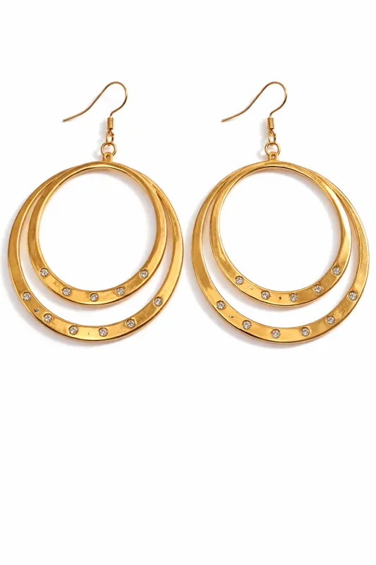 DANGLING CIRCLE EARRINGS CLEAR STONES ( 5876 GDCR ) made by Oh My Jewelry