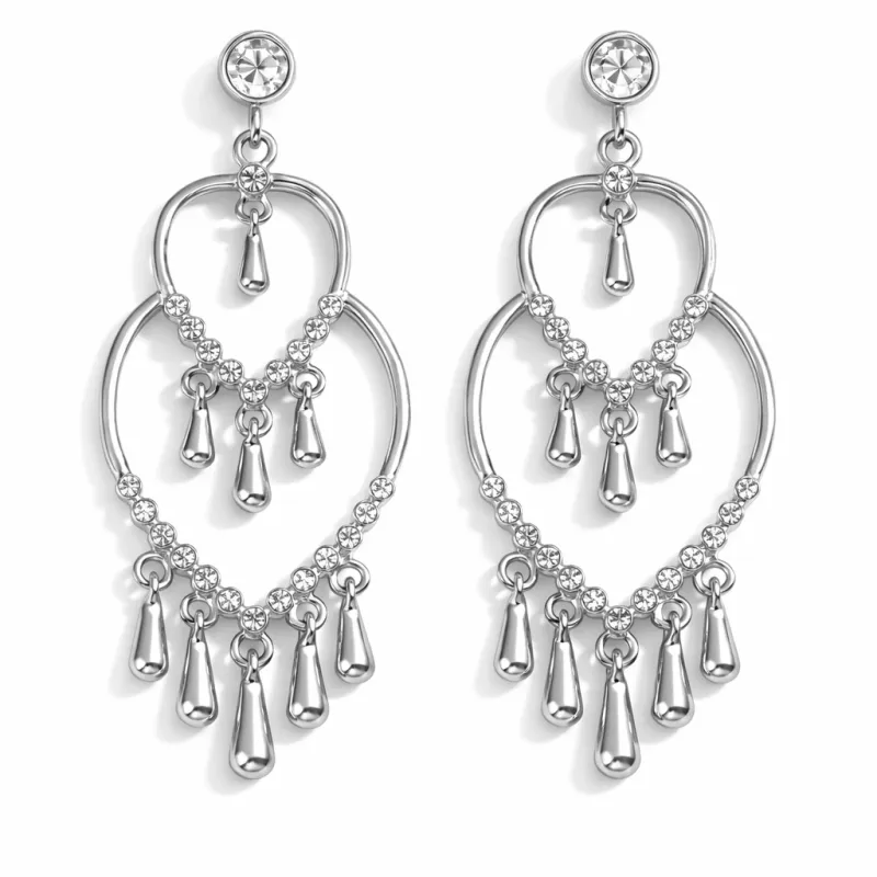 DANGLING SILVER EARRINGS CLEAR STONES ( 3040 S ) made by Oh My Jewelry