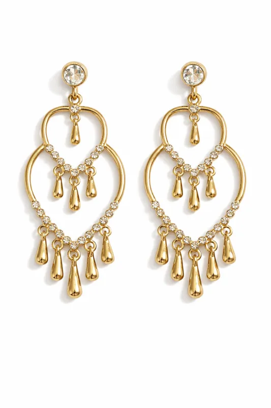 DANGLING GOLD EARRINGS CLEAR STONES ( 3040 ) sold by Oh My Jewelry