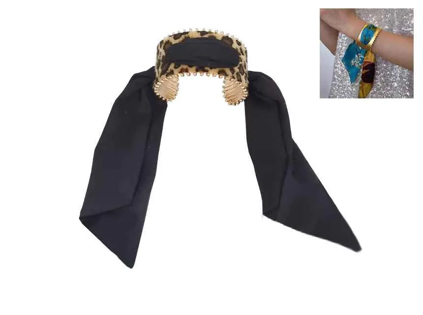 BLACK GOLD LEOPARD PRINT CUFF BANGLE ( 1619 GDLPBK ) sold by Oh My Jewelry