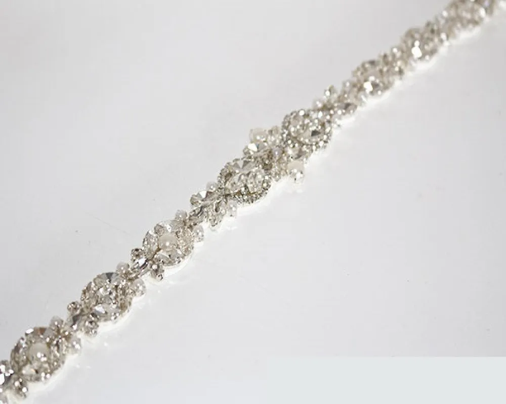 CRYSTAL RHINESTONE FLORAL BRIDAL WEDDING BELT / HEADBAND ( 1210 SCRY ) made by Oh My Jewelry