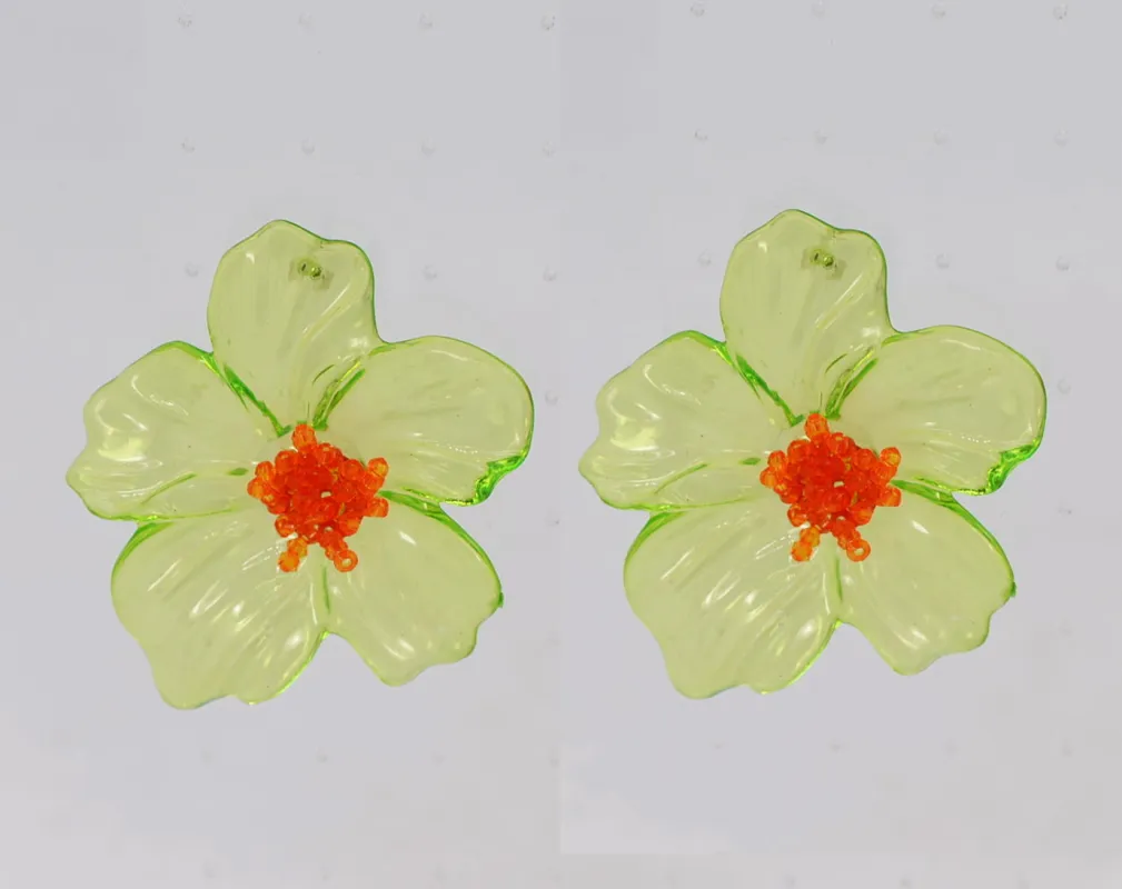 LIME GREEN FLOWER EARRINGS ( 6677 LIM ) sold by Oh My Jewelry