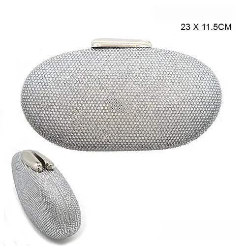 ROUND SILVER RHINESTONE CLUTCH BAG SPARKLING TEXTURE SERVICE ( 6224SIV ) sold by Oh My Jewelry