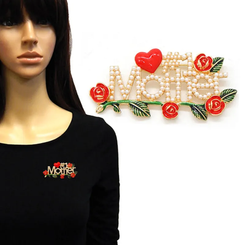 GOLD CREAM #1 MOTHERS DAY BROOCH ( 2234 GDCRM ) sold by Oh My Jewelry