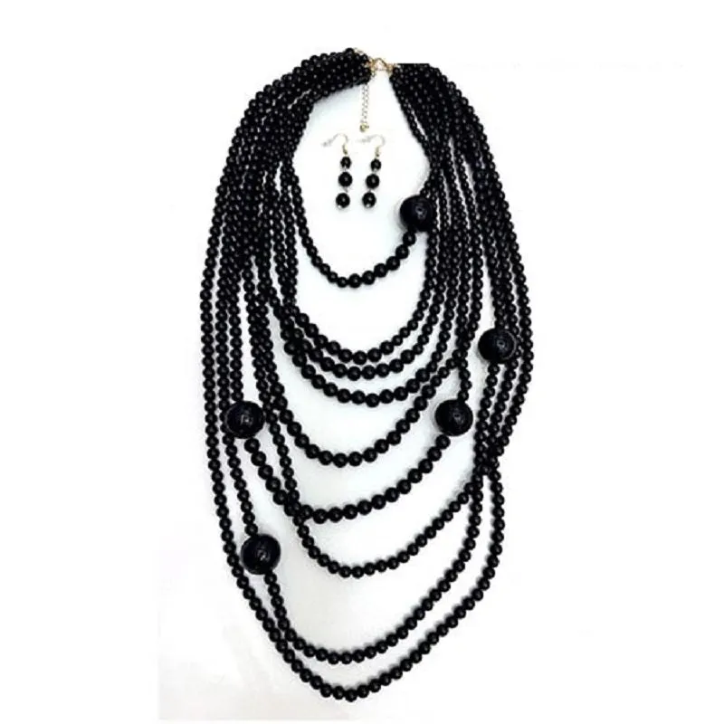 BLACK PEARL LAYERED NECKLACE ( 2057 GDBLK ) made by Oh My Jewelry