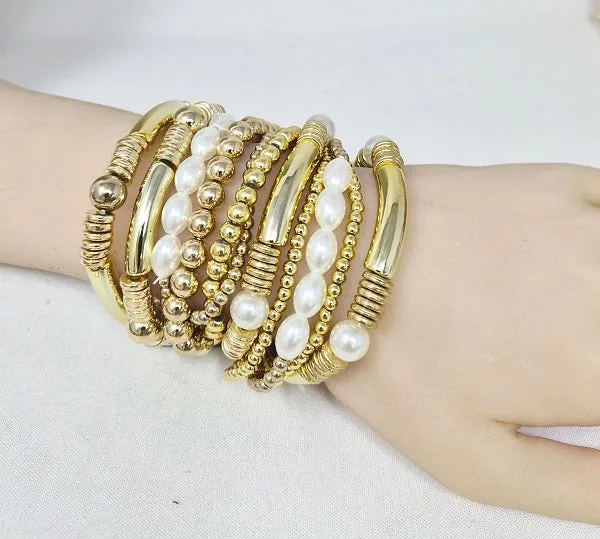 GOLD STRETCH BRACELET SET ( 10476 G ) sold by Oh My Jewelry