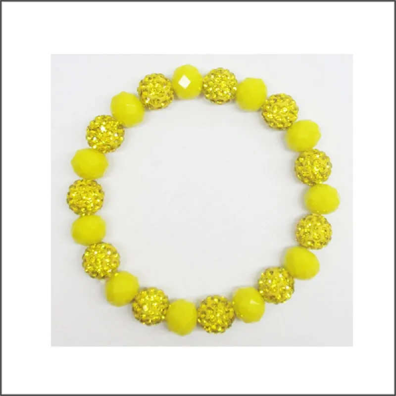 10MM RHINESTONE YELLOW CRYSTAL BEADED STRETCH BRACELET ( 03 41 ) made by Oh My Jewelry