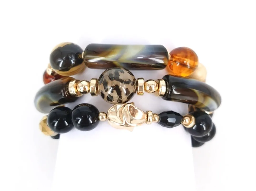 GOLD BROWN STRETCH BRACELETS ( 1916 GDBR ) sold by Oh My Jewelry