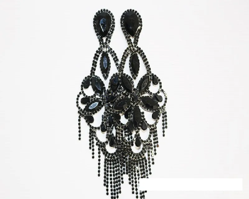 HEMATITE CHANDELIER EARRINGS BLACK STONES ( 1417 BKJE ) sold by Oh My Jewelry