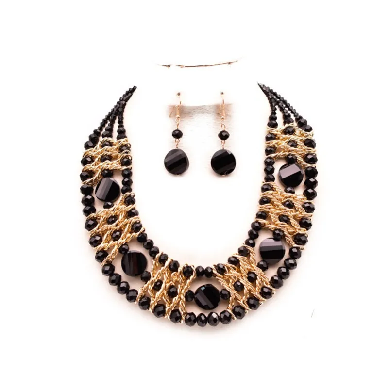 BLACK GOLD NECKLACE SET ( 12775 GBK ) sold by Oh My Jewelry
